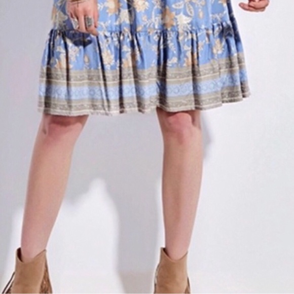 Ruffled Off-The-Shoulder Blue Border Floral Print Dress Women’s Multi Sizes NWT - Picture 6 of 10